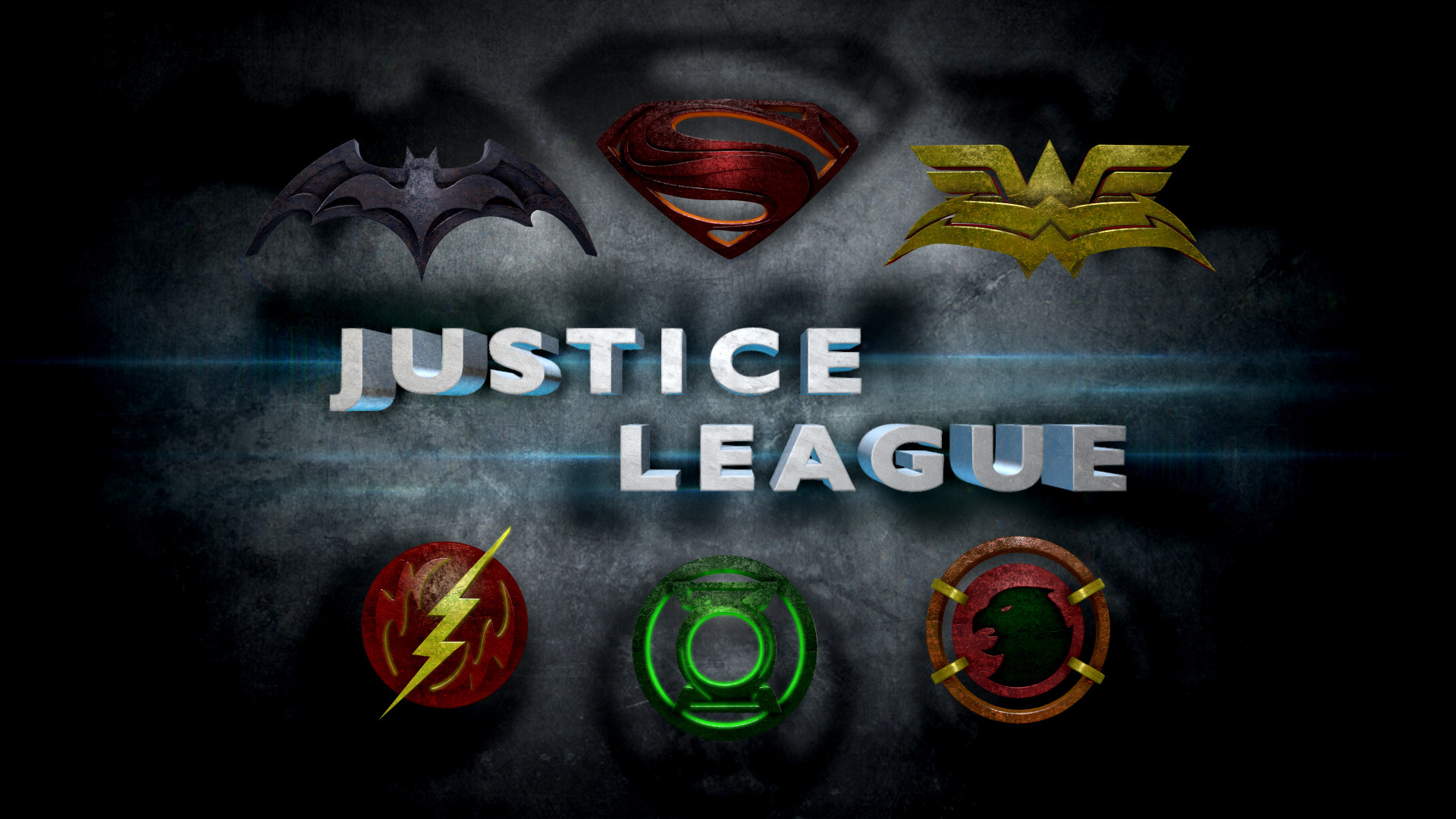 il logo e la batmobile justice league
