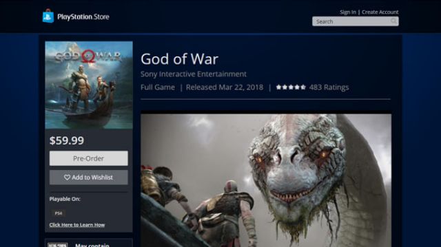 PlayStation Store God of War