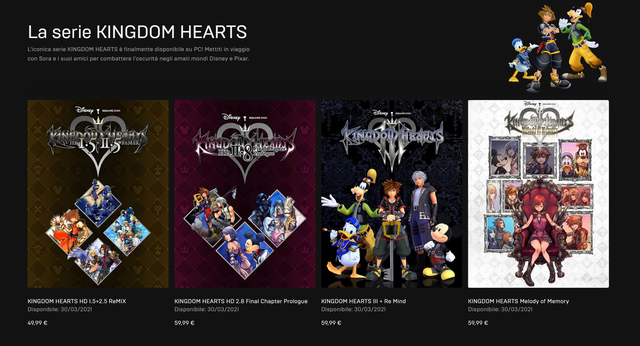 Kingdom Hearts Prezzi Epic Games